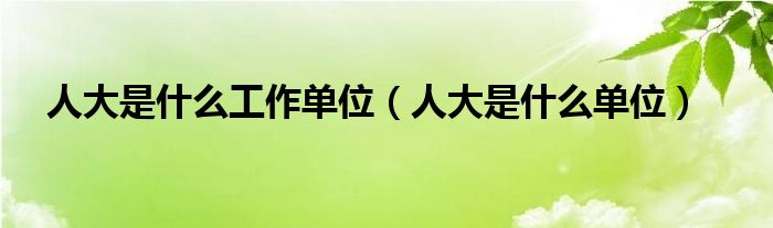 人大是什么工作单位（人大是什么单位）