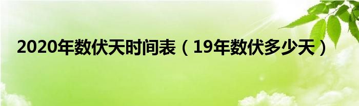 2020年数伏天时间表（19年数伏多少天）