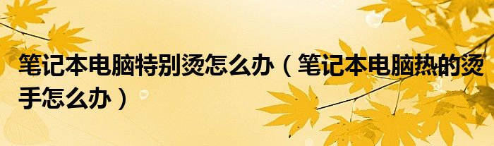 笔记本电脑特别烫怎么办（笔记本电脑热的烫手怎么办）