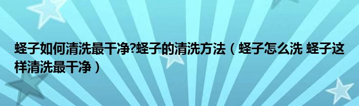 蛏子如何清洗最干净?蛏子的清洗方法（蛏子怎么洗 蛏子这样清洗最干净）