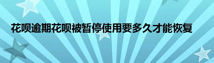 花呗逾期花呗被暂停使用要多久才能恢复