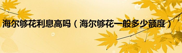 海尔够花利息高吗（海尔够花一般多少额度）