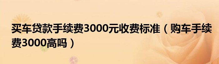 买车贷款手续费3000元收费标准（购车手续费3000高吗）