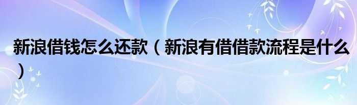 新浪借钱怎么还款（新浪有借借款流程是什么）