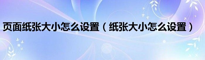 页面纸张大小怎么设置（纸张大小怎么设置）