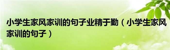 小学生家风家训的句子业精于勤（小学生家风家训的句子）