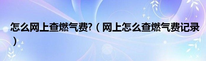 怎么网上查燃气费?（网上怎么查燃气费记录）