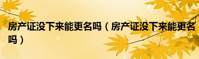 房产证没下来能更名吗（房产证没下来能更名吗）