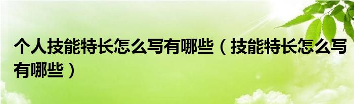 个人技能特长怎么写有哪些（技能特长怎么写有哪些）