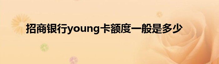 招商银行young卡额度一般是多少