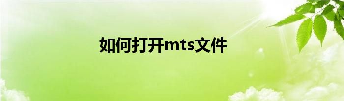 如何打开mts文件