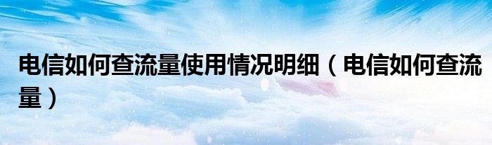 电信如何查流量使用情况明细（电信如何查流量）