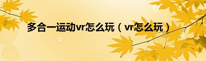 多合一运动vr怎么玩（vr怎么玩）