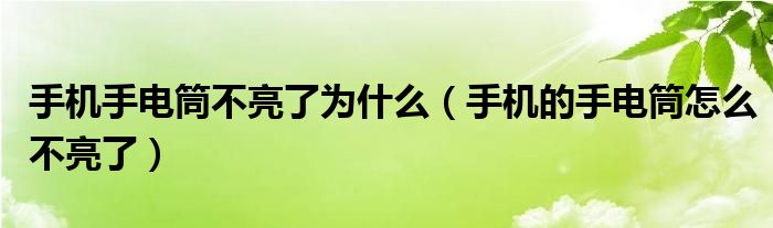 手机手电筒不亮了为什么（手机的手电筒怎么不亮了）