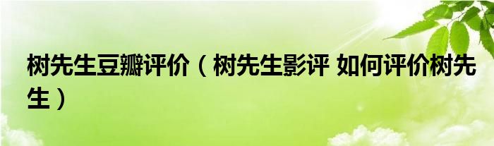 树先生豆瓣评价（树先生影评 如何评价树先生）