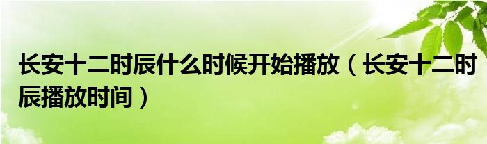 长安十二时辰什么时候开始播放（长安十二时辰播放时间）