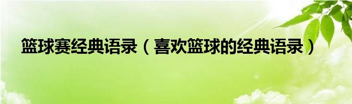 篮球赛经典语录（喜欢篮球的经典语录）