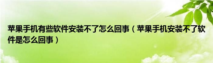 苹果手机有些软件安装不了怎么回事（苹果手机安装不了软件是怎么回事）