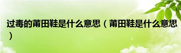 过毒的莆田鞋是什么意思（莆田鞋是什么意思）