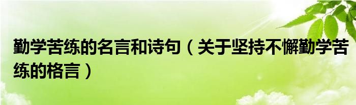 勤学苦练的名言和诗句（关于坚持不懈勤学苦练的格言）