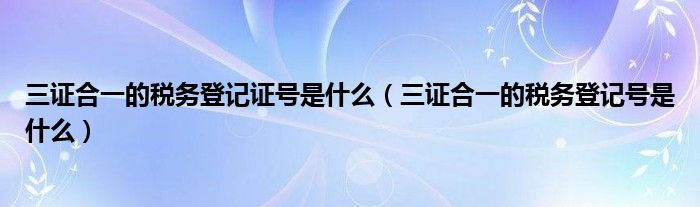 三证合一的税务登记证号是什么（三证合一的税务登记号是什么）