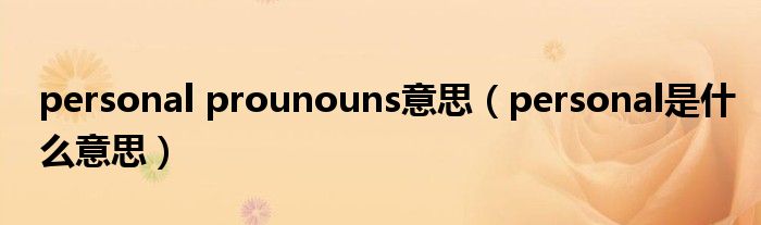 personal prounouns意思（personal是什么意思）