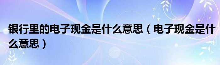 银行里的电子现金是什么意思（电子现金是什么意思）