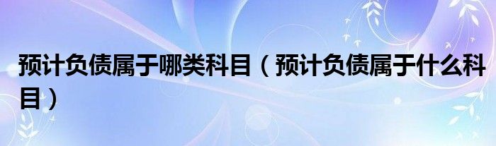 预计负债属于哪类科目（预计负债属于什么科目）