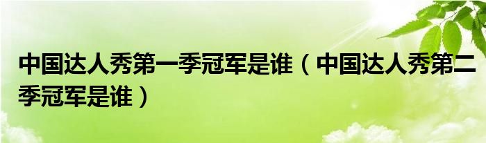 中国达人秀第一季冠军是谁（中国达人秀第二季冠军是谁）