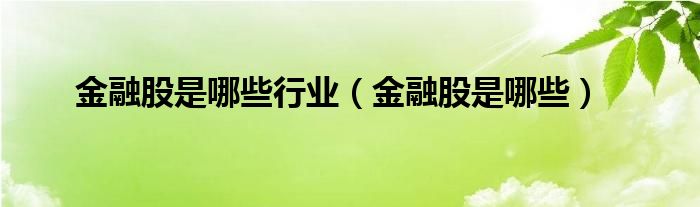 金融股是哪些行业（金融股是哪些）