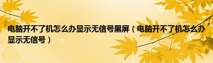 电脑开不了机怎么办显示无信号黑屏（电脑开不了机怎么办显示无信号）