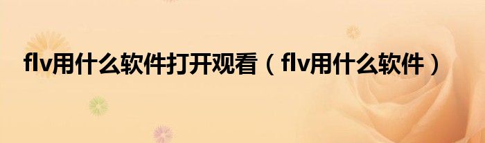 flv用什么软件打开观看（flv用什么软件）