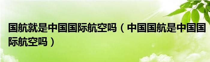 国航就是中国国际航空吗（中国国航是中国国际航空吗）