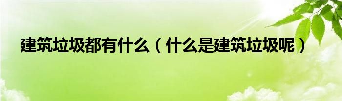 建筑垃圾都有什么（什么是建筑垃圾呢）