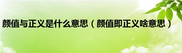 颜值与正义是什么意思（颜值即正义啥意思）