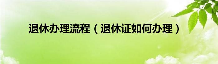 退休办理流程（退休证如何办理）