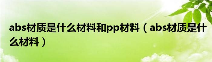 abs材质是什么材料和pp材料（abs材质是什么材料）