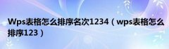 Wps表格怎么排序名次1234（wps表格怎么排序123）