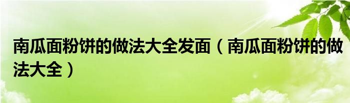 南瓜面粉饼的做法大全发面（南瓜面粉饼的做法大全）