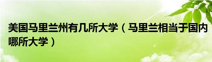 美国马里兰州有几所大学（马里兰相当于国内哪所大学）