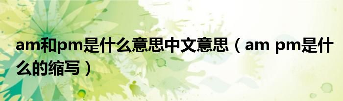 am和pm是什么意思中文意思（am pm是什么的缩写）