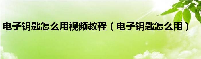 电子钥匙怎么用视频教程（电子钥匙怎么用）