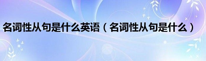 名词性从句是什么英语（名词性从句是什么）