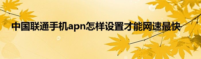 中国联通手机apn怎样设置才能网速最快