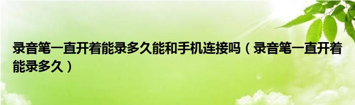 录音笔一直开着能录多久能和手机连接吗（录音笔一直开着能录多久）