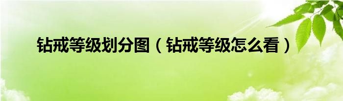 钻戒等级划分图（钻戒等级怎么看）