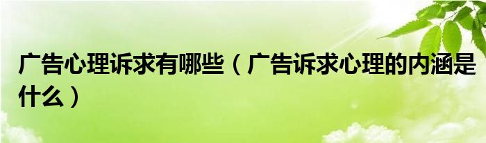 广告心理诉求有哪些（广告诉求心理的内涵是什么）