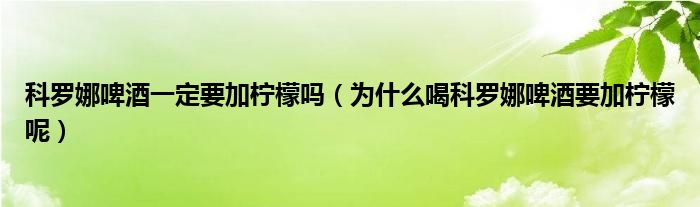 科罗娜啤酒一定要加柠檬吗（为什么喝科罗娜啤酒要加柠檬呢）