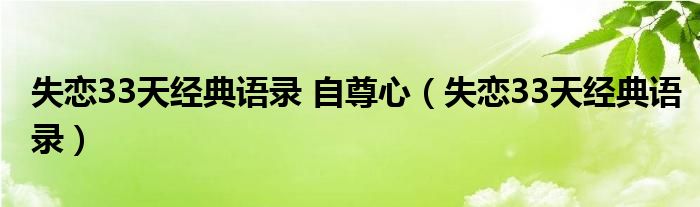 失恋33天经典语录 自尊心（失恋33天经典语录）