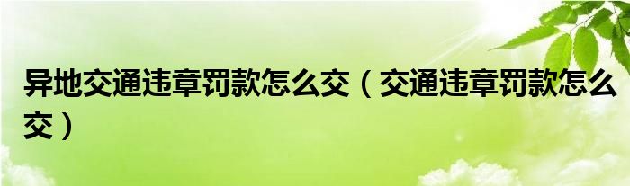 异地交通违章罚款怎么交（交通违章罚款怎么交）